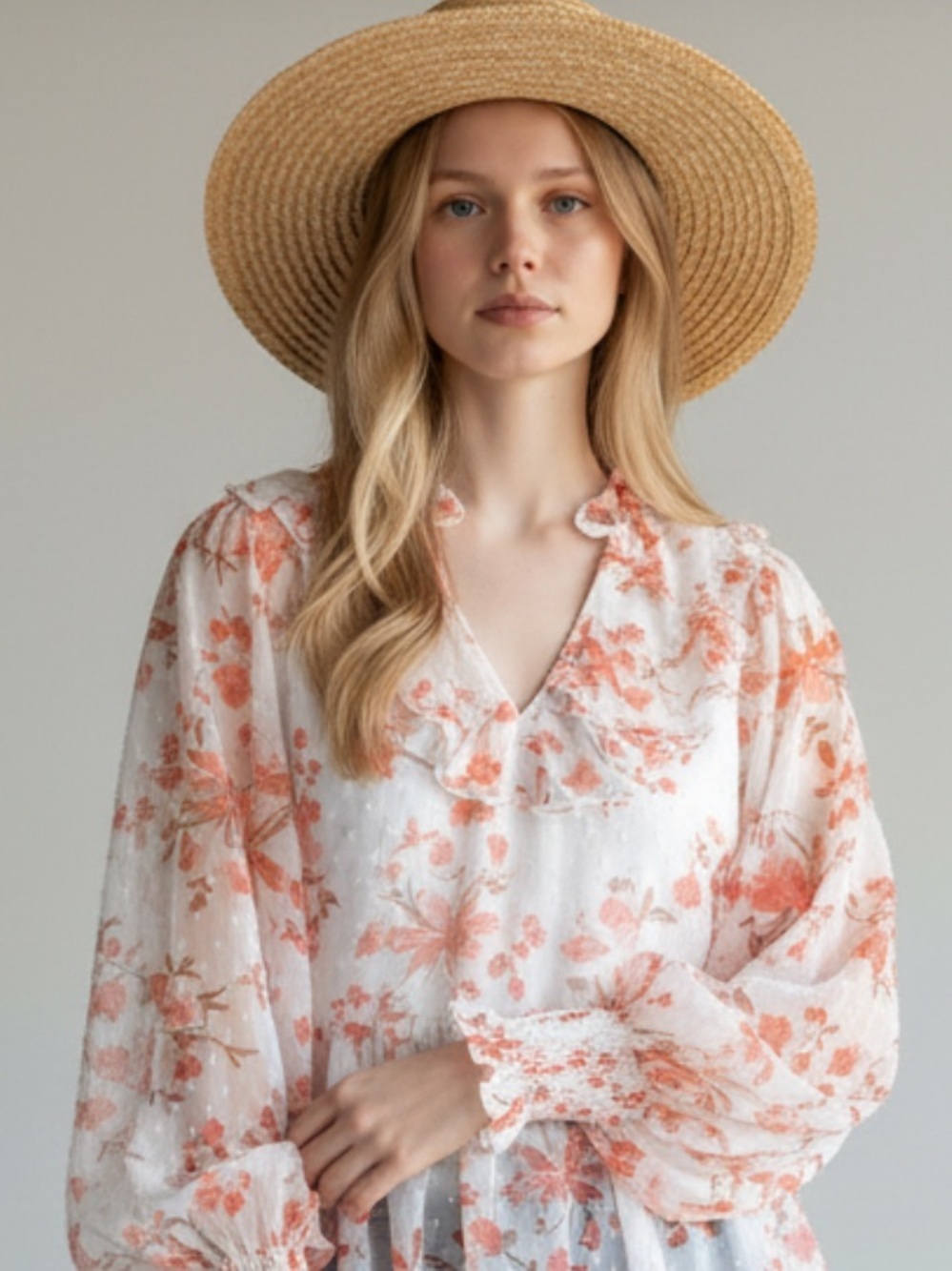 CeCe Coral Floral๐ท Blouse